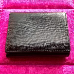 AUTHENTIC PRADA Saffiano Leather Tri-fold Black Wallet